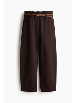 H&M - Women Brown Belted Barrel Trousers