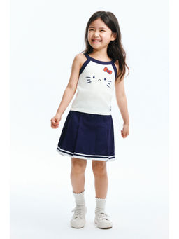 H&M - Girls White Ribbed Motif-Detail Vest Top