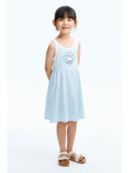 H&M - Girls Blue Printed Cotton Dress