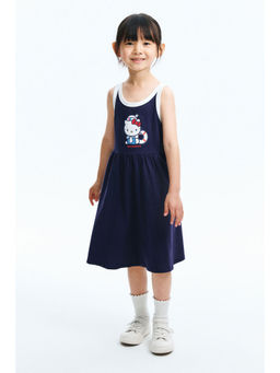 H&M - Girls Blue Printed Cotton Dress
