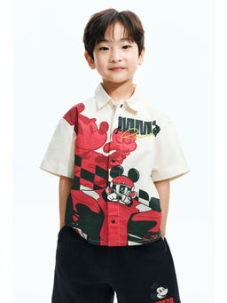 H&M - Boys White Printed Cotton Poplin Shirt