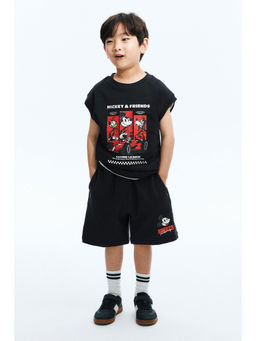 H&M - Boys Black Printed Cotton Vest Top