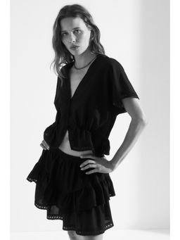 H&M - Women Black Broderie Anglaise Button-Front Top