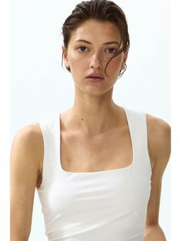 H&M - Women White Square-Neck Vest Top