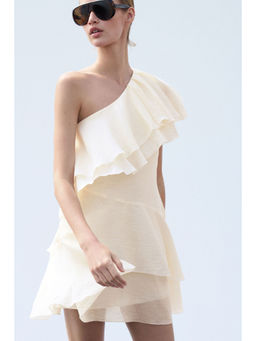 H&M - Women White Flounced One-Shoulder Dress