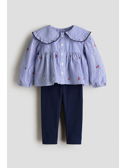 H&M - Girls Blue 2-Piece Cotton Set