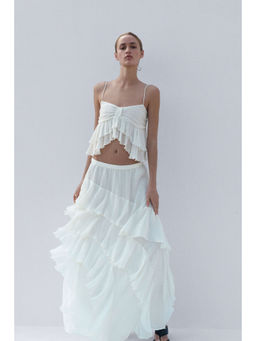 H&M - Women White Crinkled Tiered Skirt