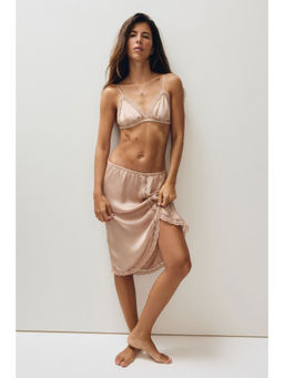 H&M - Women Beige Viscose Satin Skirt