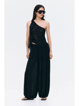 H&M - Women Black Embellished One-Shoulder Top