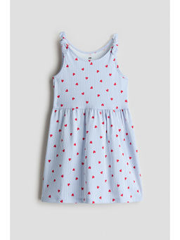 H&M - Girls Blue Printed Cotton Dress