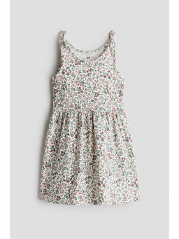 H&M - Girls White Printed Cotton Dress
