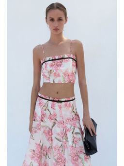 H&M - Women White Linen-Blend Crop Top
