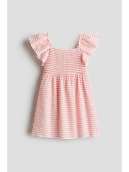 H&M - Girls Pink Smocked Cotton Dress