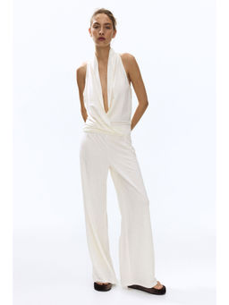 H&M - Women White Wide Pull-On Trousers