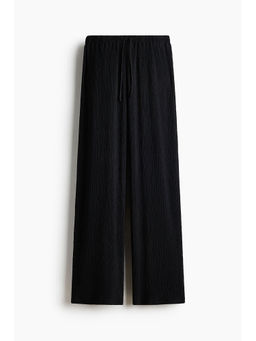 H&M - Women Black Crinkled Drawstring Trousers