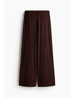 H&M - Women Brown Crinkled Drawstring Trousers