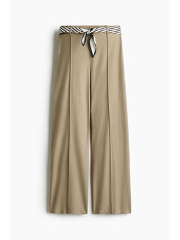 H&M - Women Beige Scarf-Detail Trousers