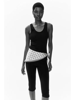 H&M - Women Black Scarf-Detail Capri Leggings