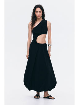 H&M - Women Black Bubble-Hem Cut-Out Dress