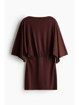 H&M - Women Brown Cape-Sleeved Low-Back Dress