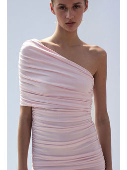 H&M - Women Pink Draped One-Shoulder Dress