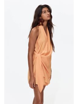 H&M - Women Orange Halter Neck Wrapover Beach Dress