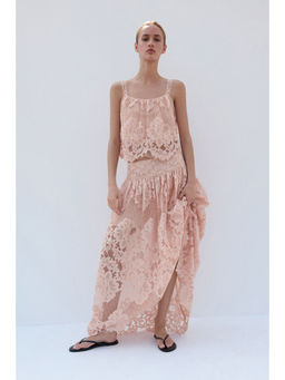 H&M - Women Pink Scalloped Lace Skirt