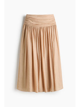 H&M - Women Beige Gathered Crepe Skirt