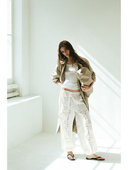 H&M - Women White Broderie Anglaise Balloon Trousers