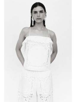 H&M - Women White Broderie Anglaise Strappy Top