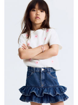 H&M - Girls White Appliqued Cotton T-Shirt