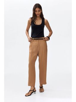 H&M - Women Beige Satin Barrel Trousers