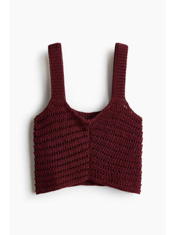 H&M - Women Red Crochet-Look Top