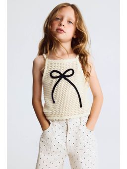 H&M - Girls White Crochet-Look Cotton Strappy Top