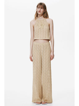 H&M - Women Beige Knitted Pull-On Trousers