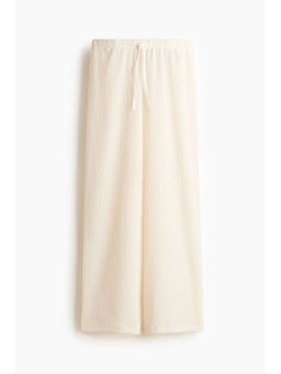 H&M - Women White Crinkled Drawstring Trousers