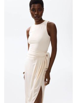 H&M - Women Beige Draped-Panel Jersey Dress