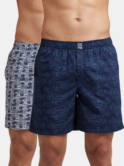 Jockey - US57 Men Cotton Woven Printed Boxer Shorts - Navy Nickle (Pack of 2)