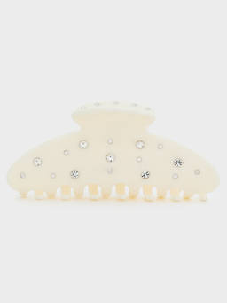 Pomelo - Crystal Studded Hair Claw Clip - Off-White