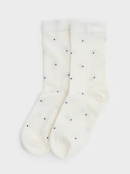 Pomelo - Crew Socks with Dot Detail - White