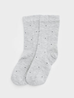 Pomelo - Crew Socks with Dot Detail - Light Grey