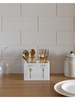 Marbleous - White Marble Spoon & Forks Cutlery Holder