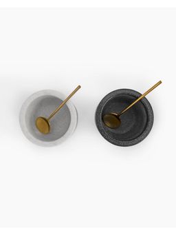 Marbleous - Multi-Color Round Salt Pepper Bowls with Spoons (Pack of 2)