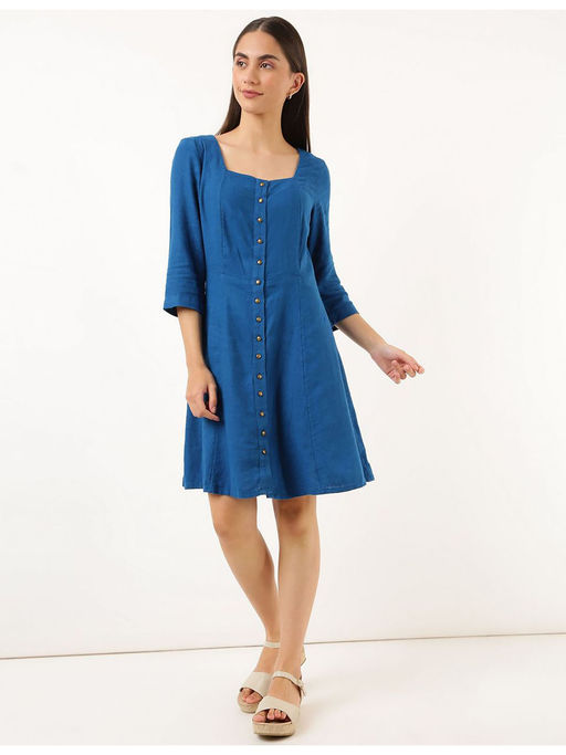 knee length dresses for ladies MARKS & SPENCER Size 18 Blue linen dress – Dassah Beauty