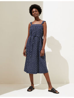 Marks & Spencer - Navy Linen Rich Polka Dot Square Neck Midi Dress (Set of 2)