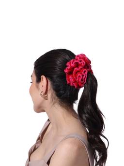 Depano - Red Boho Spiral Woven Knitted Hair Scrunchie