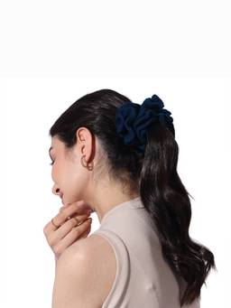 Depano - Navy Blue Thread Nest Knitted Hair Scrunchie