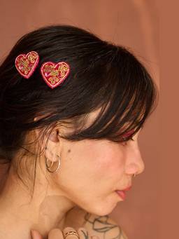 Ziddi - Set of 2 Pink Gulaabi Heart Pins