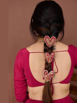 Ziddi - Set of 3 Hearts Red Lalpari Hair Tie