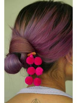 Ziddi - Pink Pom Pom Zuri Bun Stick